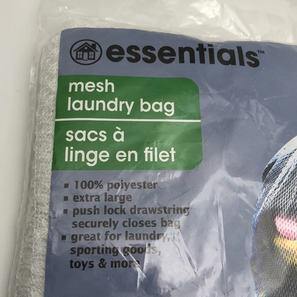 Laundry Bag Mesh 36”x24” White Extra Large Push Lock Drawstring Securely Closes